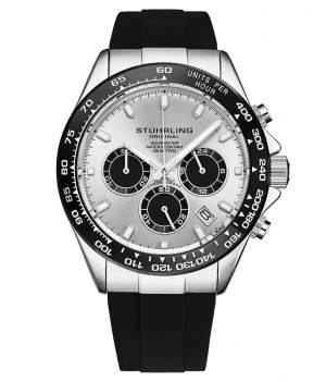 Aquadiver Stuhrling Aquamaster 4042 Quartz 42mm Cronógrafo Hombre Plateadas | 329460-UHK