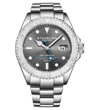 Aquadiver Stuhrling Depthmaster 893 Automático 42mm Diver Hombre Gris Plateadas | 158702-YTR