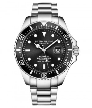 Aquadiver Stuhrling Depthmaster Automático 42mm Diver Hombre Negras Plateadas | 154067-XKH
