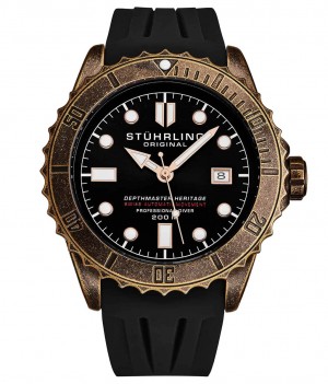 Aquadiver Stuhrling Swiss Automático Depthmaster Heritage 1003 44MM Diver Hombre Negras | 917325-XVZ