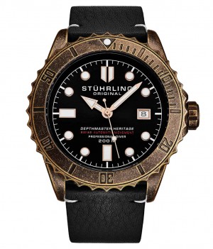 Aquadiver Stuhrling Swiss Automático Depthmaster Heritage 1003L 44MM Diver Hombre Negras | 634815-LKD