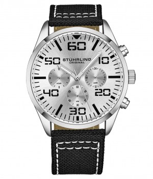 Aviator Stuhrling 4001 Quartz 42mm Hombre Plateadas Plateadas | 219345-DAP