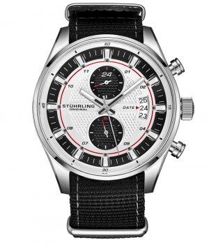 Aviator Stuhrling 845 GMT Quartz 44mm Hombre Plateadas Plateadas | 594210-WSU