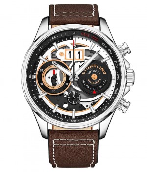 Aviator Stuhrling Ace Cronógrafo & Tachymeter 923 Quartz 45mm Hombre Negras Plateadas | 083274-IMC