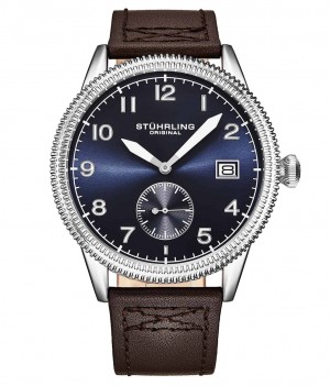 Aviator Stuhrling The Wingman Quartz 4011 44mm Hombre Azules Plateadas | 049652-QNR