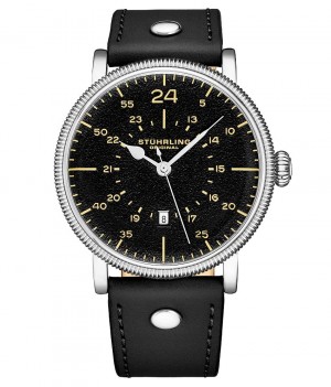 Aviator Stuhrling Zeppelin 656 Quartz 42mm Hombre Negras Plateadas | 905163-PGB