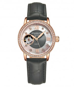 Legacy Stuhrling 3952 Automático 34mm Skeleton Mujer Plateadas Rosas | 392506-SXA