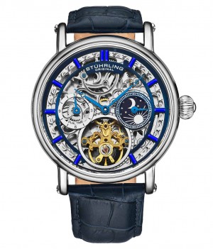 Legacy Stuhrling 4000 Automático 43mm Skeleton Hombre Azules Plateadas | 730451-GTF