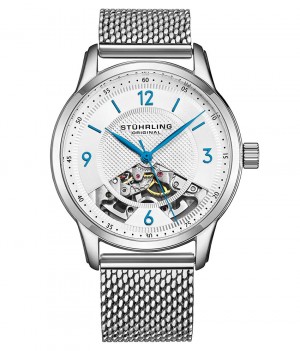 Legacy Stuhrling 977M Hand-wind 40mm Skeleton Hombre Plateadas Plateadas | 596821-AYR