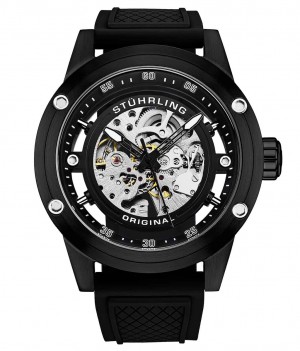 Legacy Stuhrling 989 Automático 50mm Skeleton Hombre Negras Negras | 089764-VTZ