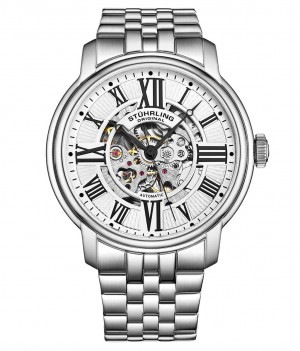 Legacy Stuhrling Atrium 4031 Automático 42mm Skeleton Hombre Plateadas Plateadas | 975463-KSZ