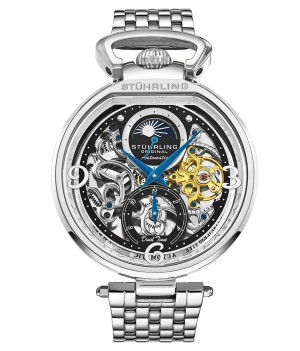 Legacy Stuhrling Modena 889B Automático 46mm Skeleton Hombre Negras Plateadas | 681592-TRD