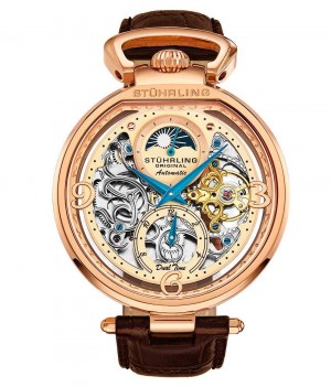 Legacy Stuhrling Modena 889 Automático 46mm Skeleton Hombre Beige Rosas | 076485-WHZ