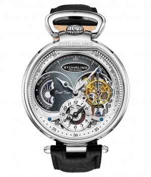 Legacy Stuhrling Modena Dual Time Automático 4033 46mm Skeleton Hombre Gris Plateadas | 590821-LFD