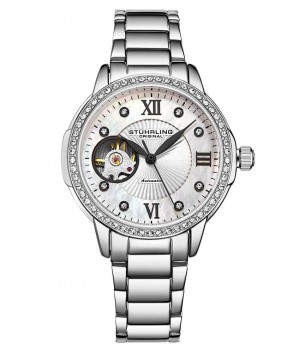 Legacy Stuhrling Perle 3951 Automático 36mm Skeleton Mujer Plateadas Plateadas | 586710-PJE