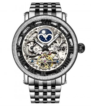 Legacy Stuhrling Special Reserve 3922 and 3923 Automático 48mm Skeleton Hombre Negras Plateadas | 514982-RMB