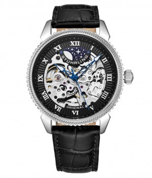 Legacy Stuhrling Special Reserve 3983 Automático 40mm Skeleton Hombre Negras Plateadas | 930475-UTS