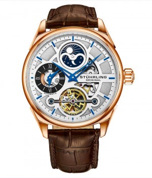 Legacy Stuhrling Special Reserve 657 Automático 42mm Skeleton Hombre Plateadas Rosas | 867214-JOK