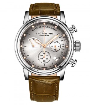 Monaco Stuhrling ChronoPulse 895 Quartz 42mm Cronógrafo Hombre Gris Plateadas | 852941-IVQ