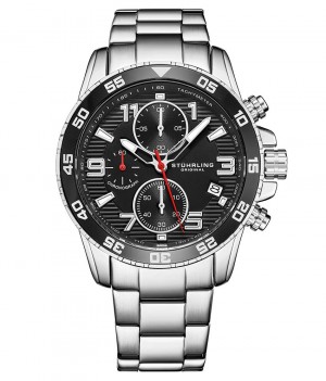Monaco Stuhrling Concorso 3957 Quartz 40mm Cronógrafo Hombre Negras Plateadas | 209347-XYD