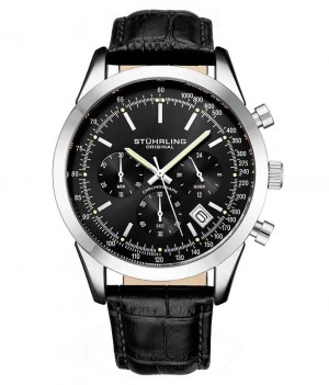 Monaco Stuhrling Rialto 3975L Quartz 44mm Cronógrafo Hombre Negras Plateadas | 673950-HOT