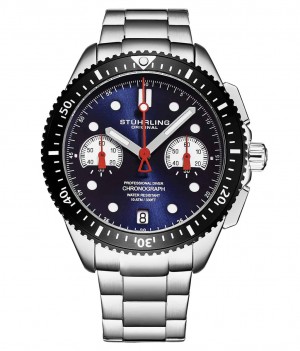 Monaco Stuhrling Velocity 4016 Quartz 42mm Cronógrafo Hombre Azules Plateadas | 570328-IXP