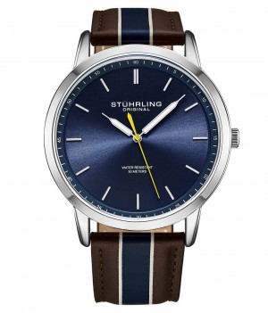 Symphony Stuhrling 3992 Quartz 44mm Classic Hombre Azules Plateadas | 219487-VIF