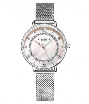 Symphony Stuhrling 3993 Quartz 34mm Moda Mujer Plateadas Plateadas | 183502-NTC
