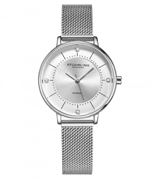 Symphony Stuhrling Almasi 3948 Quartz 34mm Classic Mujer Plateadas Plateadas | 834261-ZMC