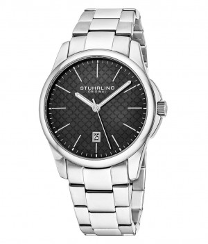 Symphony Stuhrling Argyle 3970 Quartz 42mm Classic Hombre Negras Plateadas | 971834-XWO
