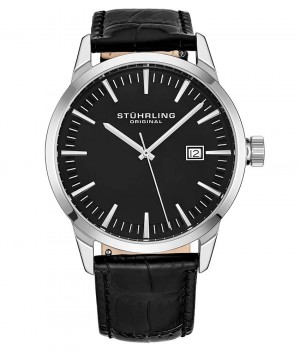 Symphony Stuhrling Ascot 42 555A Quartz 42mm Classic Hombre Negras Plateadas | 970812-GRZ