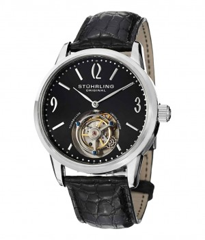 Tourbillon Stuhrling Cuvette 542 Hand-wind 41mm Hombre Negras Plateadas | 879503-HNW