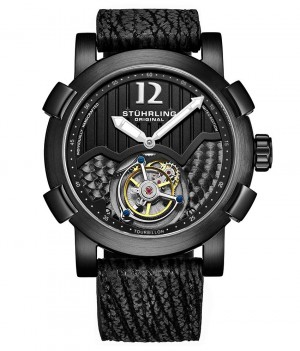 Tourbillon Stuhrling Devilray 407A Hand-wind 44mm Hombre Negras Negras | 193478-SKW