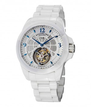 Tourbillon Stuhrling Specter 475 Hand-wind 47mm Hombre Blancas Blancas | 158964-ROV
